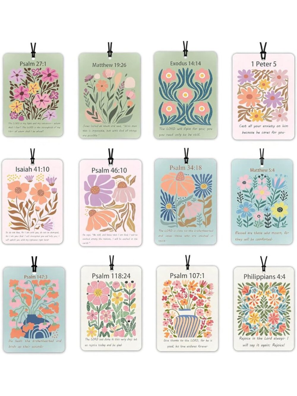 12 Pack Inspirational Bible Verse Car Air Fresheners - Christian Gifts for Women